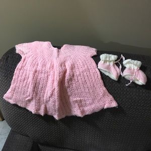 Pink and White Baby Knit Set
